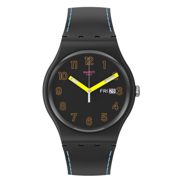 SO29B707 Reloj Swatch Dark Glow de hombre pulsera de silicona - Resina Negro