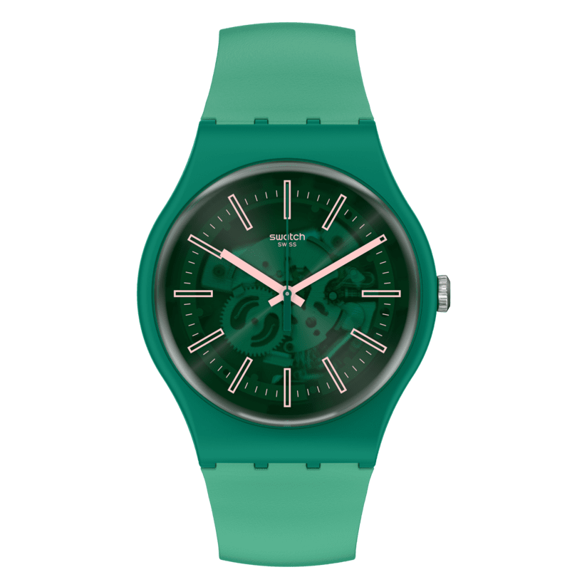 SO29G100 Reloj Swatch Sunbrush Grass de dama pulsera de resina - Resina Verde