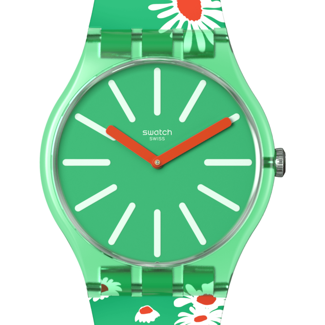 SO29G104 Reloj Swatch Meadow Flowers unisex banda de resina 41 mm - Resina Verde