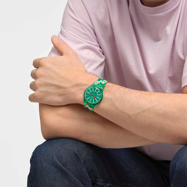 SO29G104 Reloj Swatch Meadow Flowers unisex banda de resina 41 mm - Resina Verde