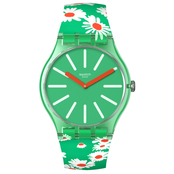 SO29G104 Reloj Swatch Meadow Flowers unisex banda de resina 41 mm - Resina Verde