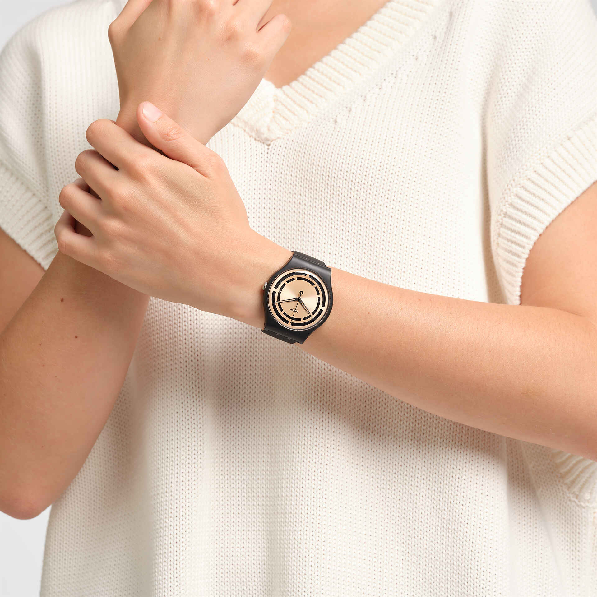 SO32B116 Reloj Swatch Clear Sign Unisex pulsera de silicona - Resina Negro