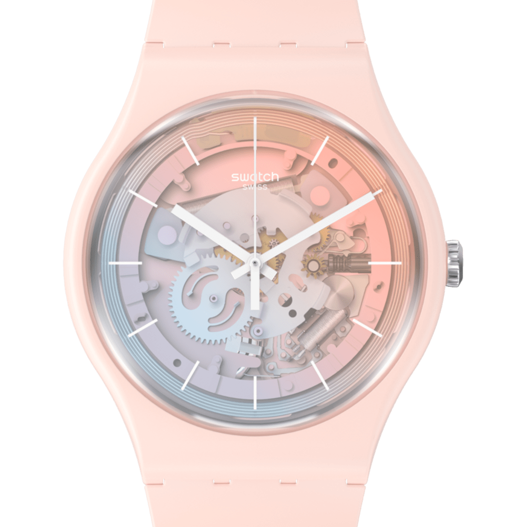 SO32P103-5300 Reloj Swatch Fleetingly Pink Pay! unisex pulsera de resina - Resina Rosa