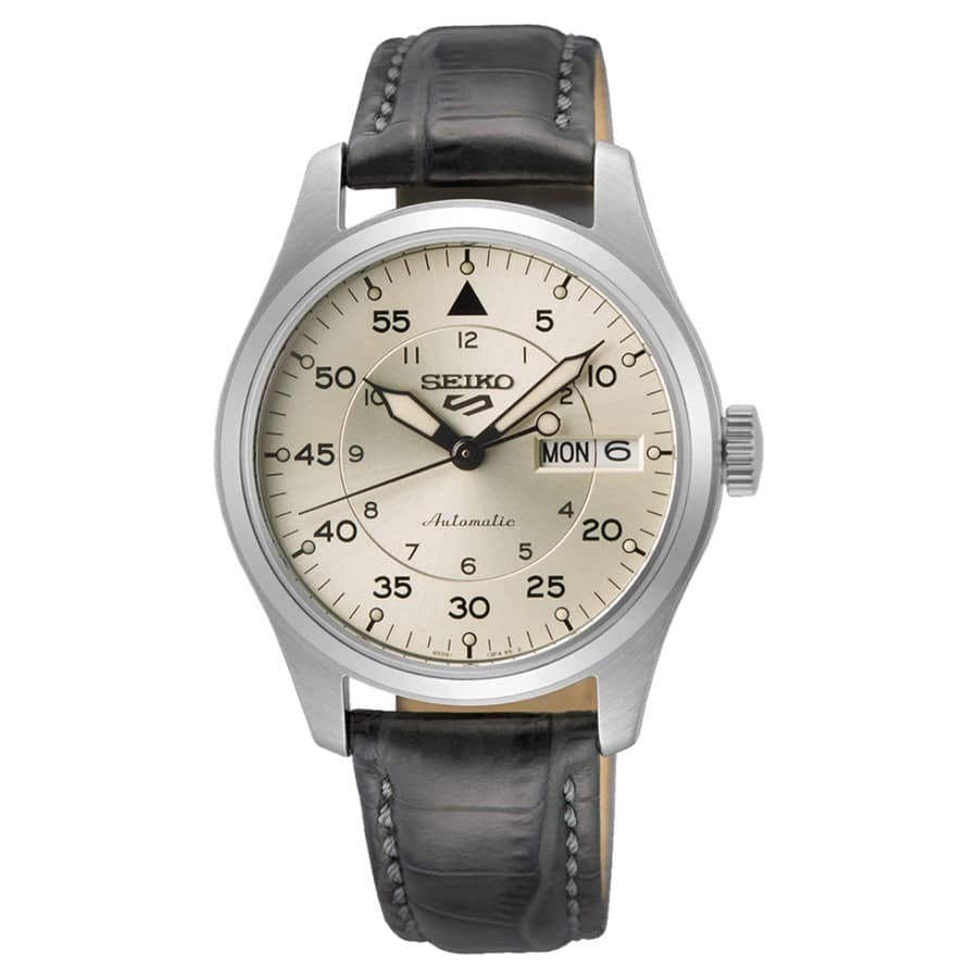 SRPJ87K1 Reloj Seiko Serie 5 Hombre Cuero Negro Esfera