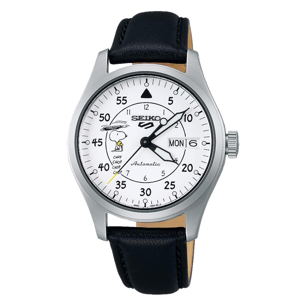 SRPK27K1 Reloj Seiko 5 Snoopy Parachute de hombre correa de cuero - Cuero Negro