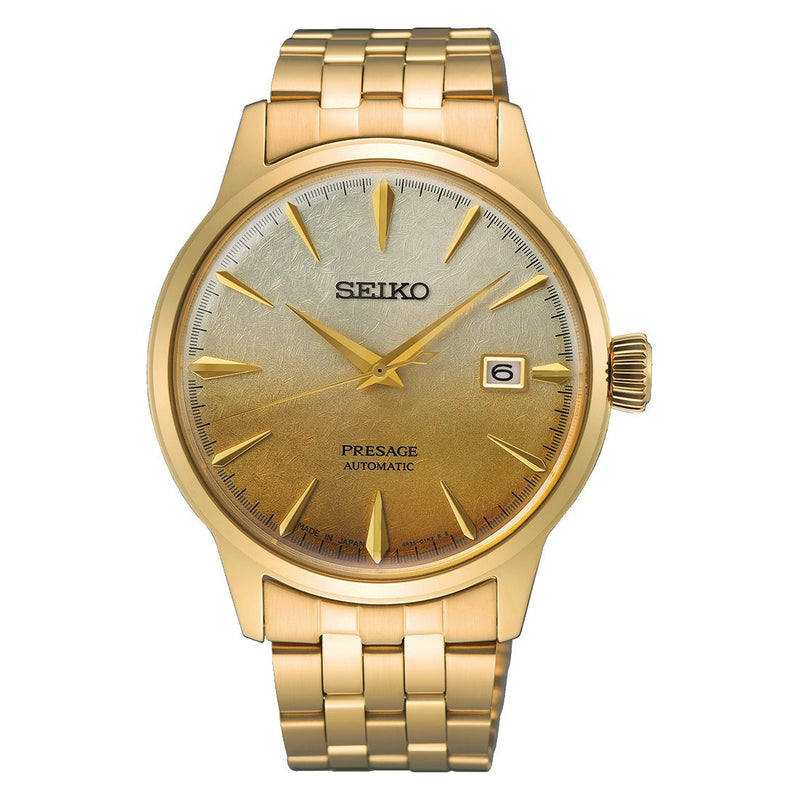 SRPK46J1 Reloj Seiko Presage de hombre correa de metal dorado
