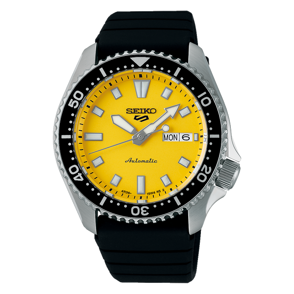 SRPL87K1 Reloj Seiko 5 Sports Hombre Correa Caucho Amarillo