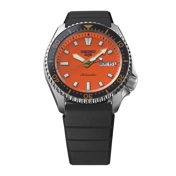 SRPL89K1 Reloj Seiko 5 Sports Hombre Correa Caucho Naranja