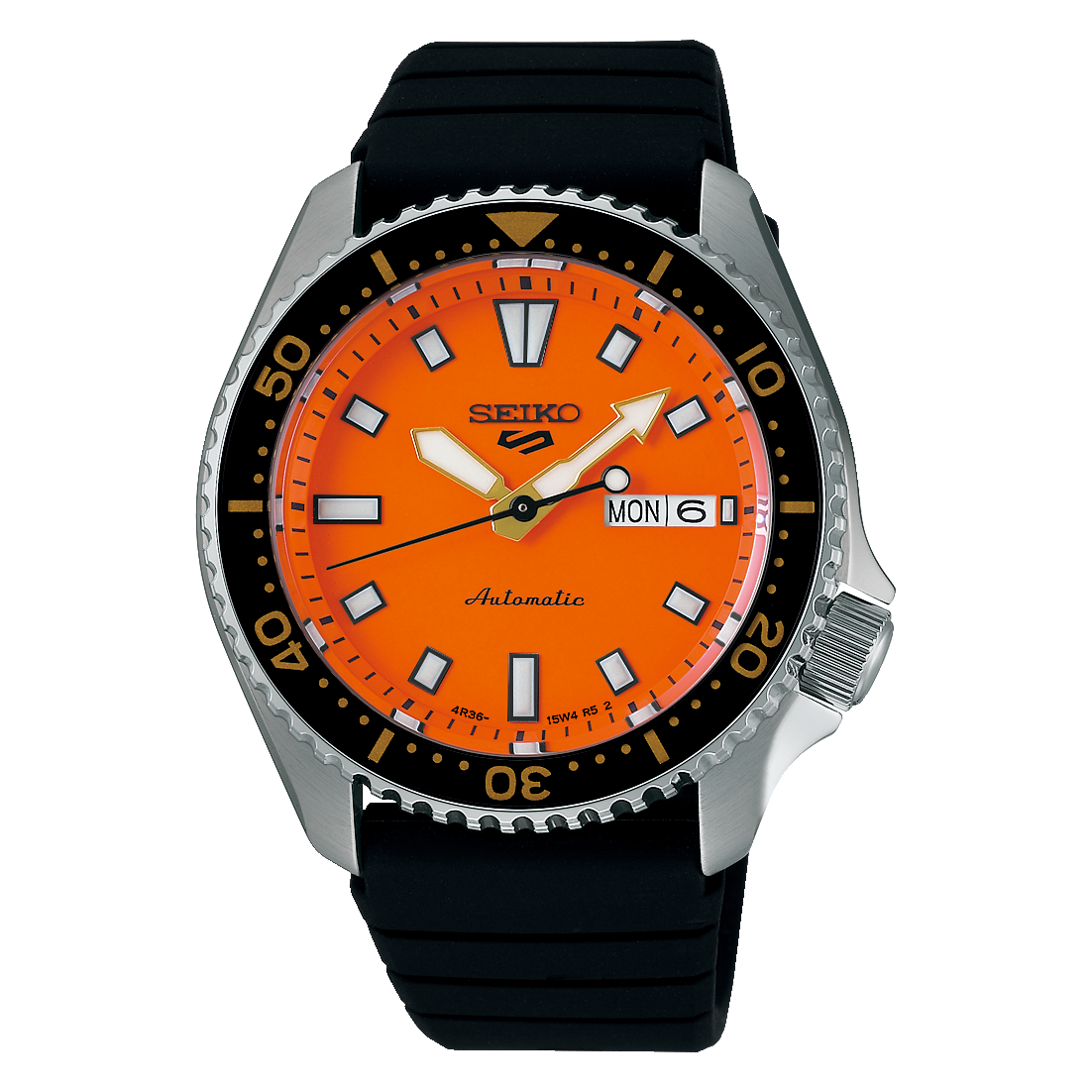 SRPL89K1 Reloj Seiko 5 Sports Hombre Correa Caucho Naranja