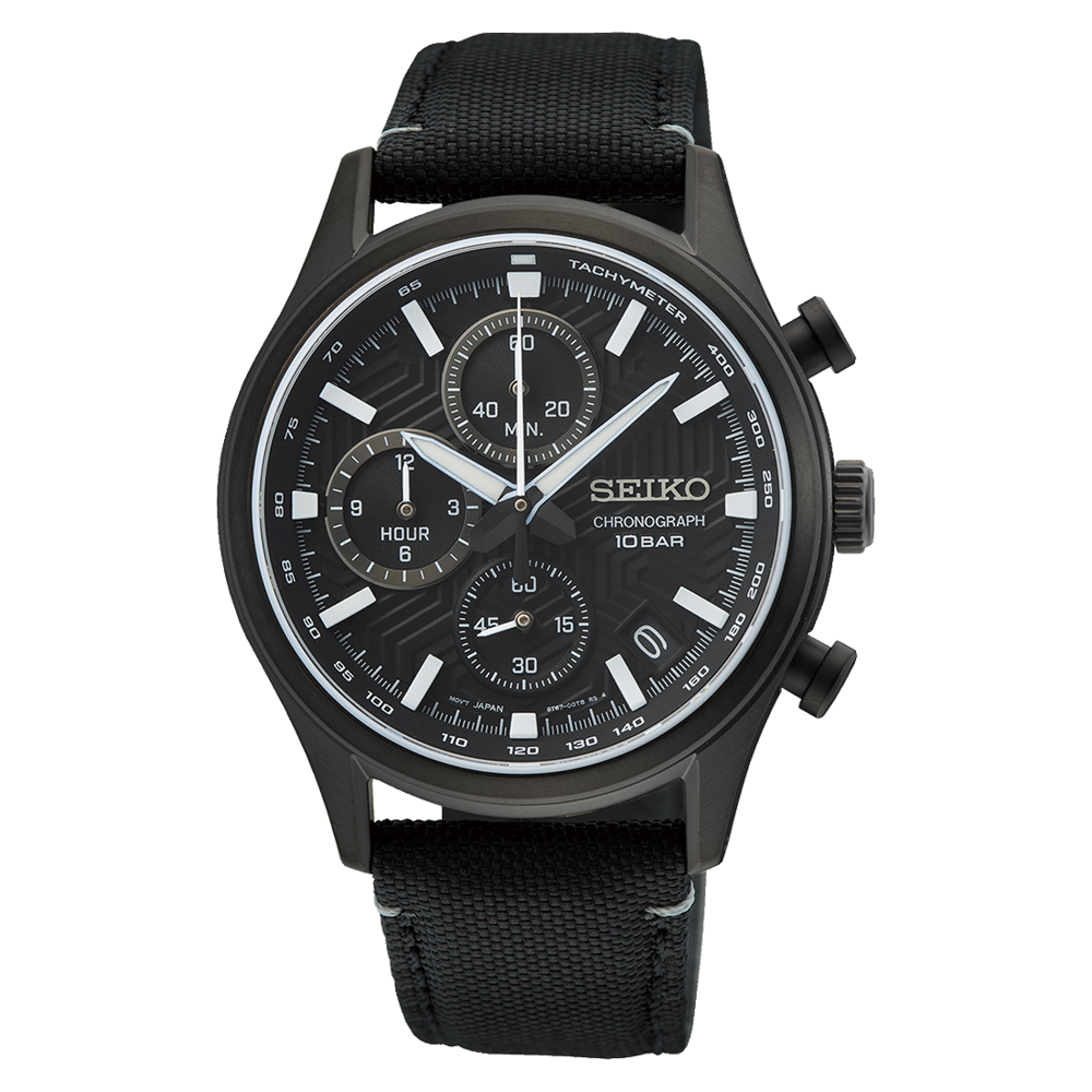 SSB421P1-5 Reloj Seiko Chronograph Hombre Acero Negro Tela