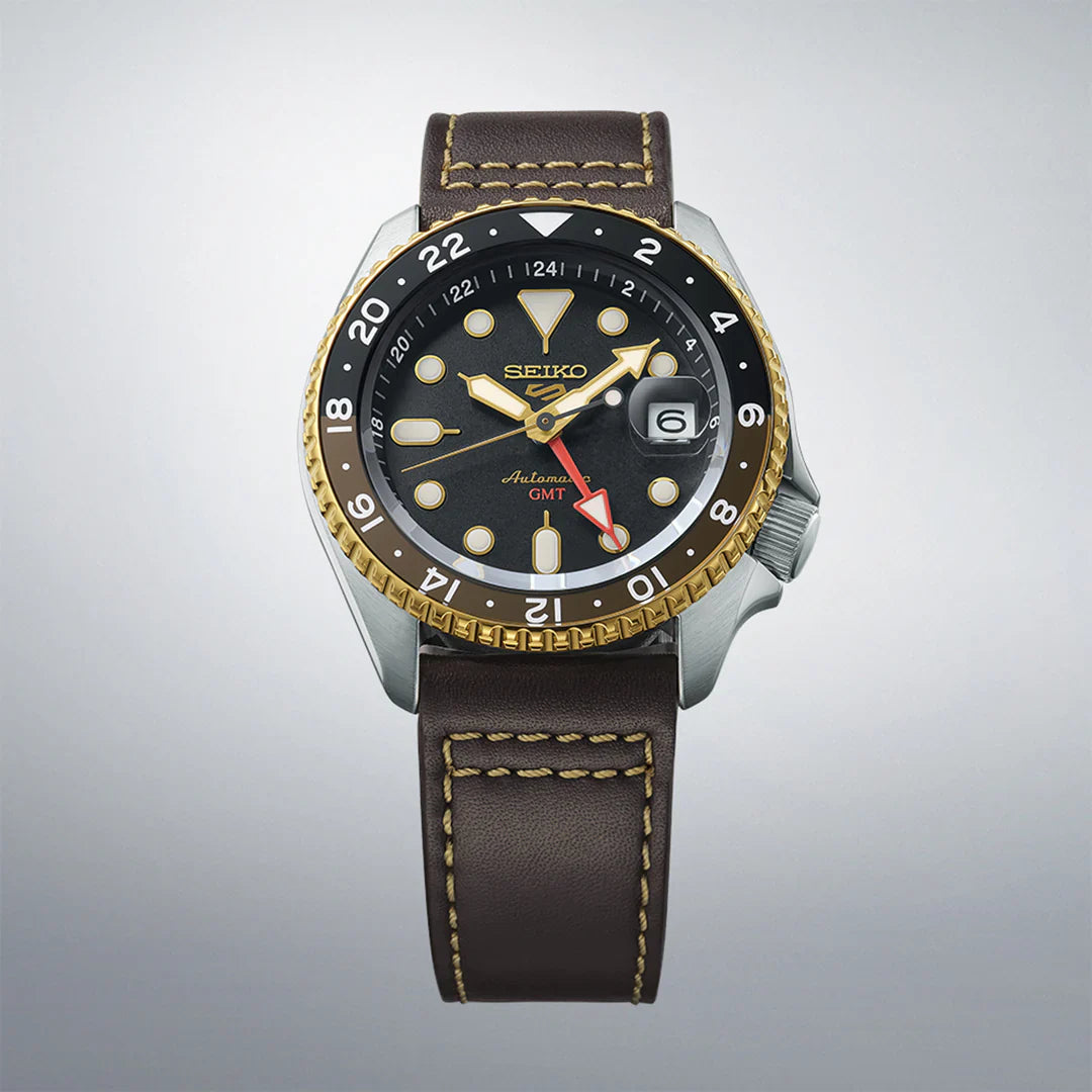SSK036K1-5 Reloj Seiko 5 Sports 5 Hombre Piel Marrón Esfera Negra