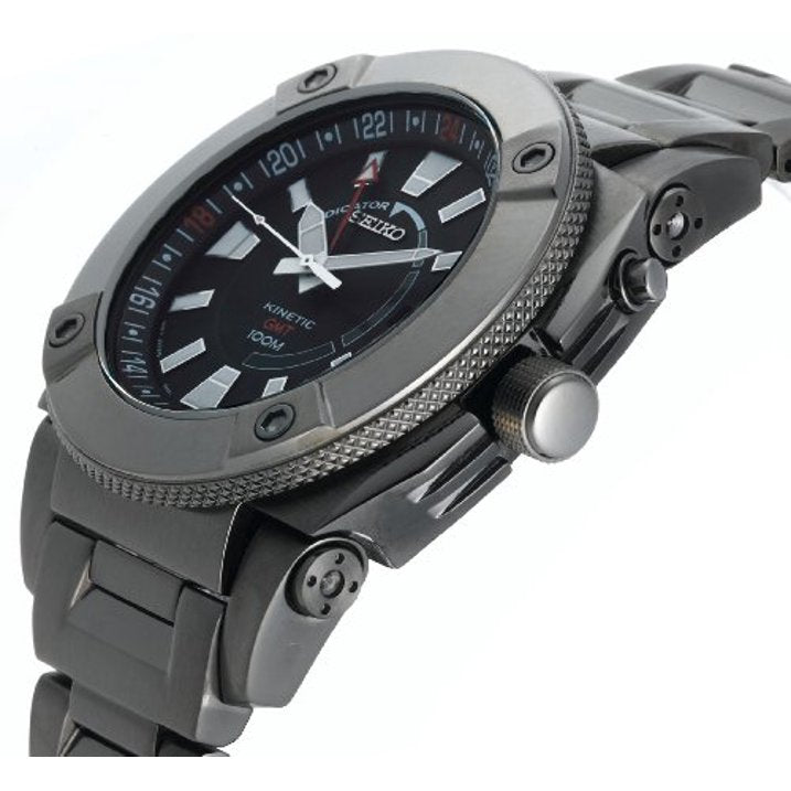 SUN007 Reloj Seiko Kinetic GMT Hombre Titanio Oscuro