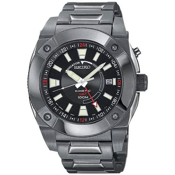 SUN007 Reloj Seiko Kinetic GMT Hombre Titanio Oscuro