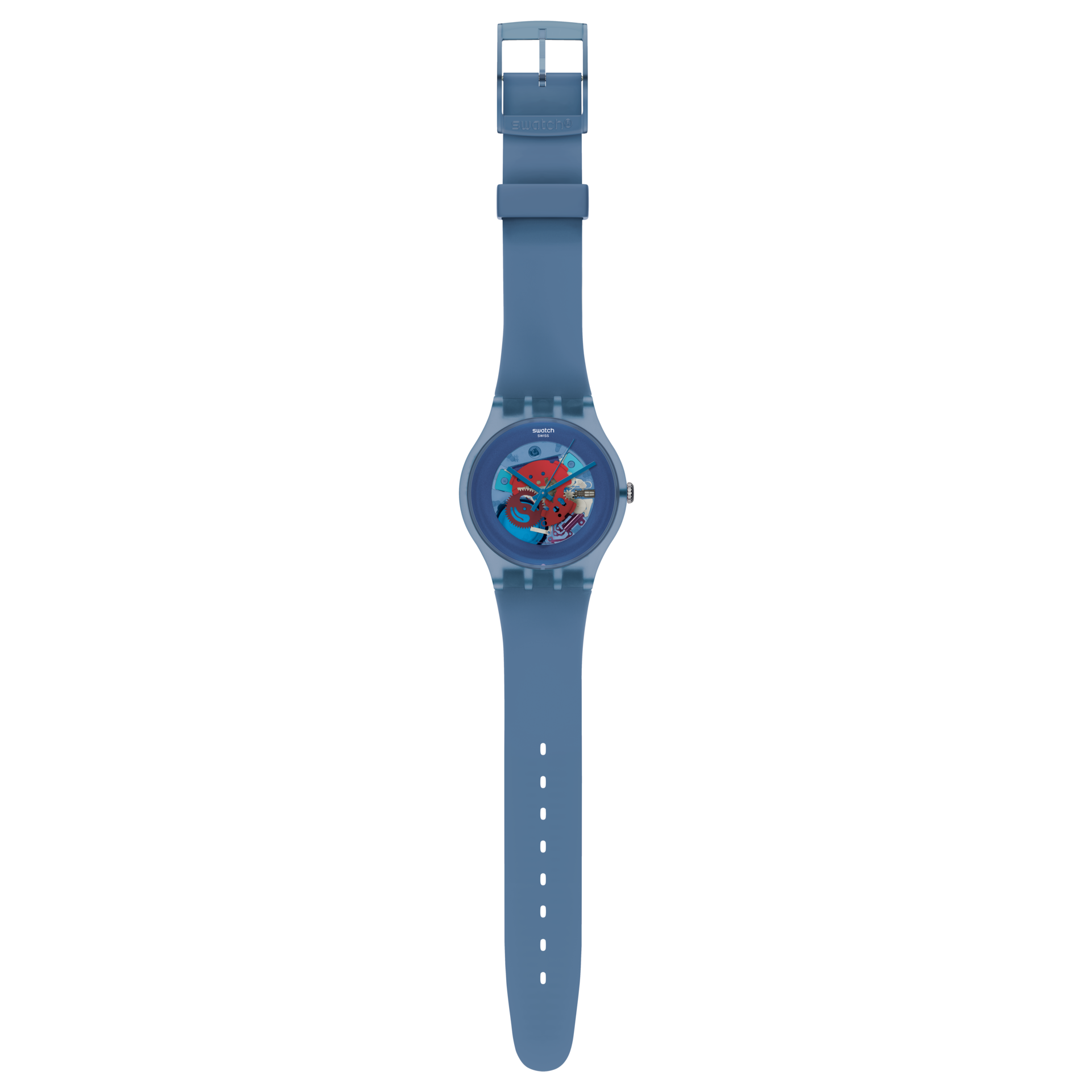 SUON102 Swatch Blue Grey Lacquered de dama pulsera de resina