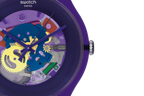 SUOV100 Reloj Swatch Esqueleto Unisex Silicona Púrpura