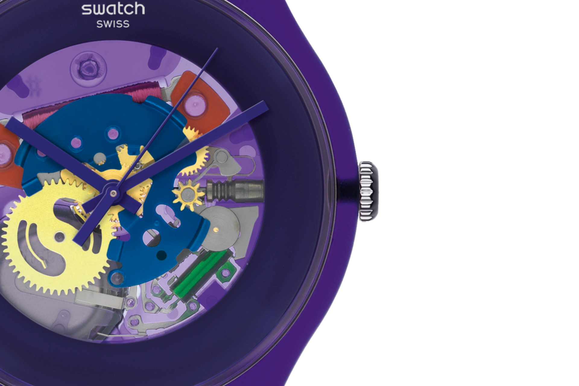 SUOV100 Reloj Swatch Esqueleto Unisex Silicona Púrpura
