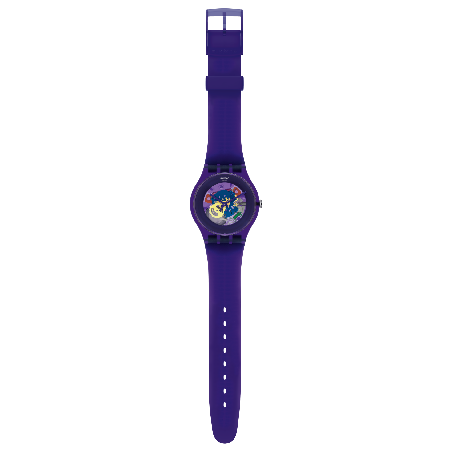 SUOV100 Reloj Swatch Esqueleto Unisex Silicona Púrpura