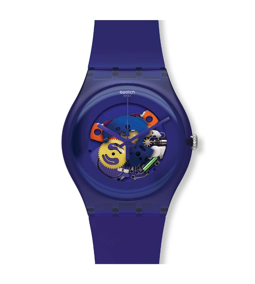 SUOV100 Reloj Swatch Esqueleto Unisex Silicona Púrpura