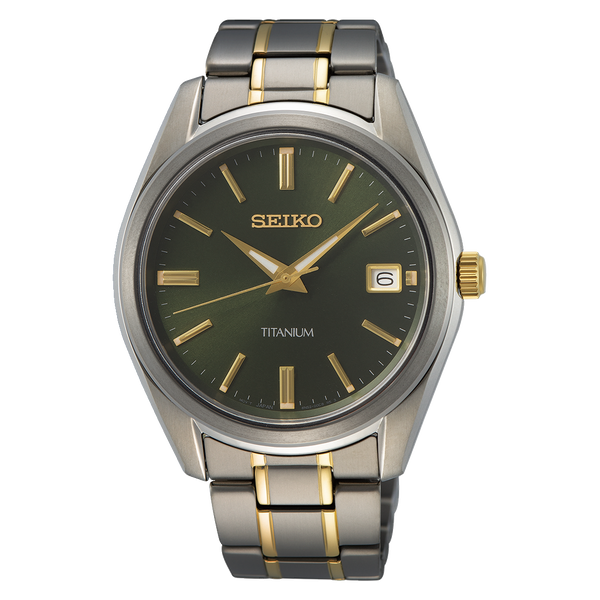 SUR377P1 Reloj Seiko Titanium Hombre Pulsera Bicolor Verde