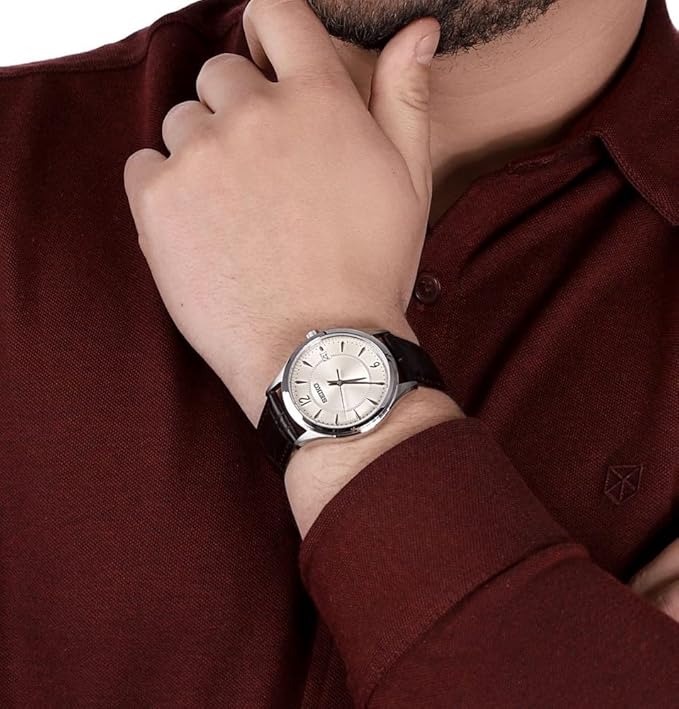 SUR421P1 Reloj Seiko Essentials Hombre Cuero Marrón Esfera Beige