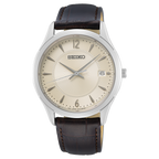 SUR421P1 Reloj Seiko Essentials Hombre Cuero Marrón Esfera Beige