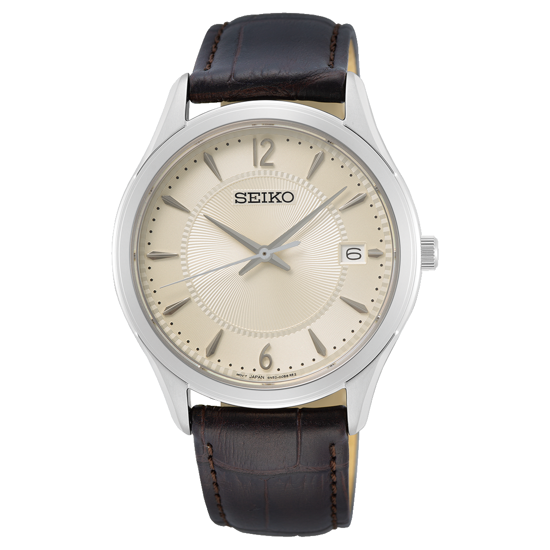 SUR421P1 Reloj Seiko Essentials Hombre Cuero Marrón Esfera Beige