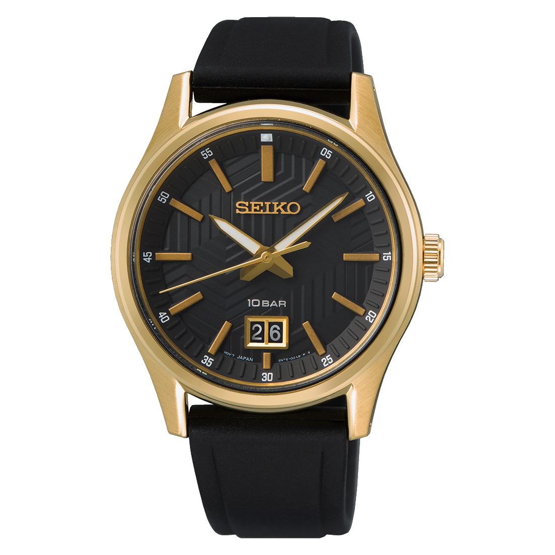 SUR560P1 Reloj Seiko Neo Classic Hombre Caja Dorada Correa Caucho Negra