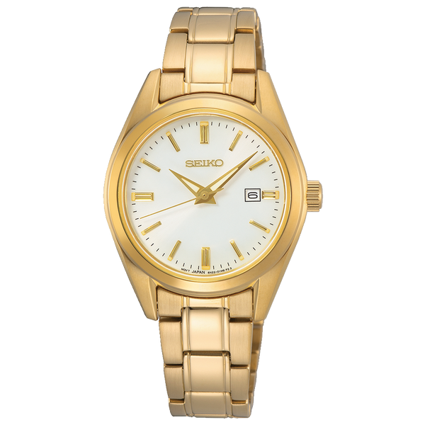 SUR632P1 Reloj Seiko Essentials Mujer Metal Dorado Esfera Blanca