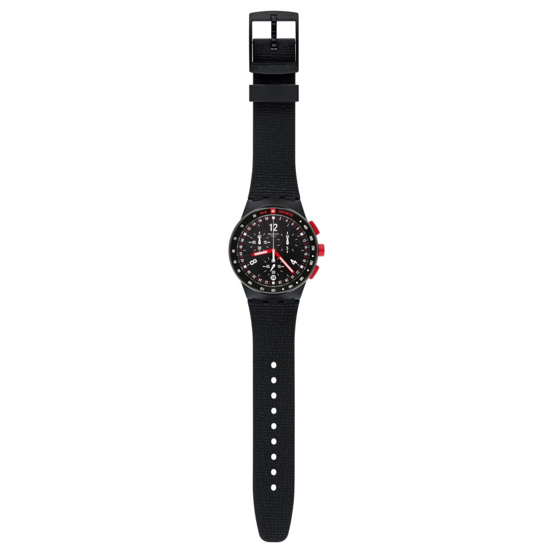 SUSB411 Reloj Swatch Stand Hall de hombre correa de tela - Tela Negro