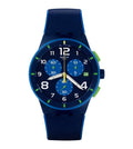 SUSN409 Reloj Swatch Bleu Sur Bleu Análogo para Caballero con Correa de Resina
