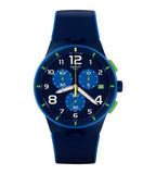 SUSN409 Reloj Swatch Bleu Sur Bleu Análogo para Caballero con Correa de Resina