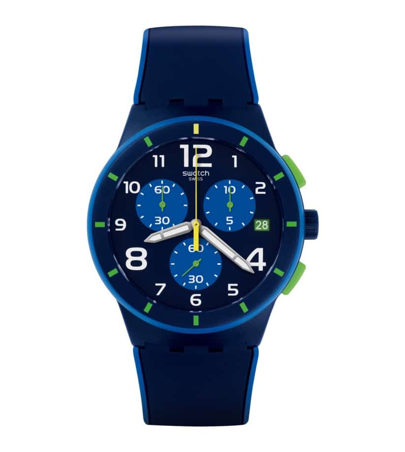 SUSN409 Reloj Swatch Bleu Sur Bleu Análogo para Caballero con Correa de Resina