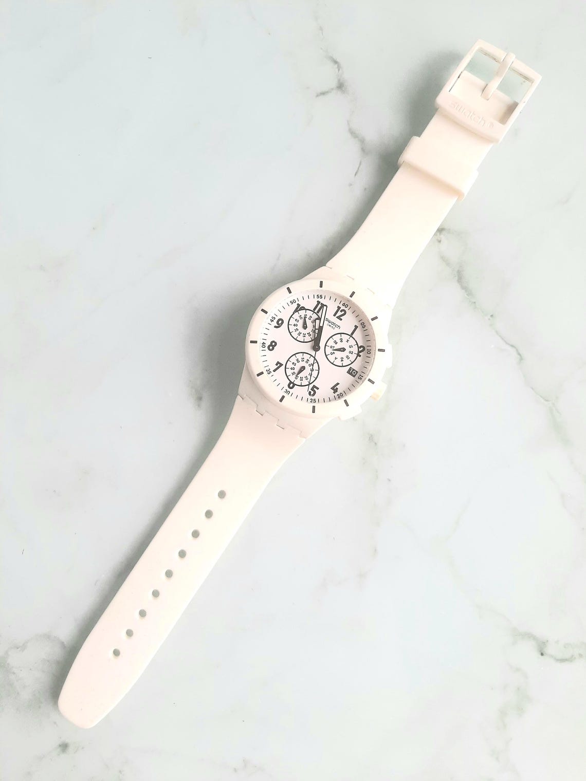 SUSW402 Reloj Swatch Twice Again unisex correa de resina - Resina Blanco