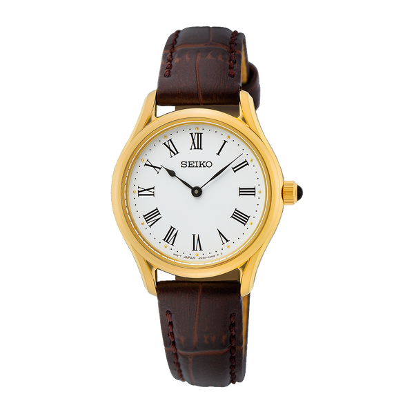 SWR072P1 Seiko de dama pulsera de cuero - Cuero Marrón