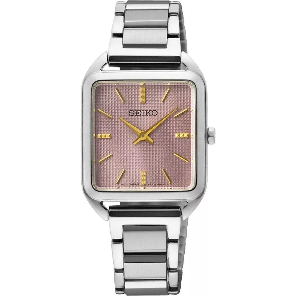 SWR077P1 Reloj Seiko Essentials Dama Acero Inoxidable Esfera Rosa