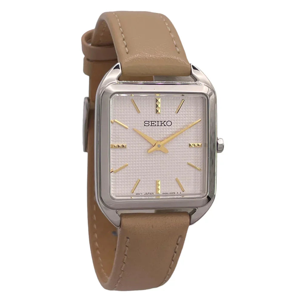 SWR089P1 Reloj Seiko Essentials Mujer Acero Piel Beige