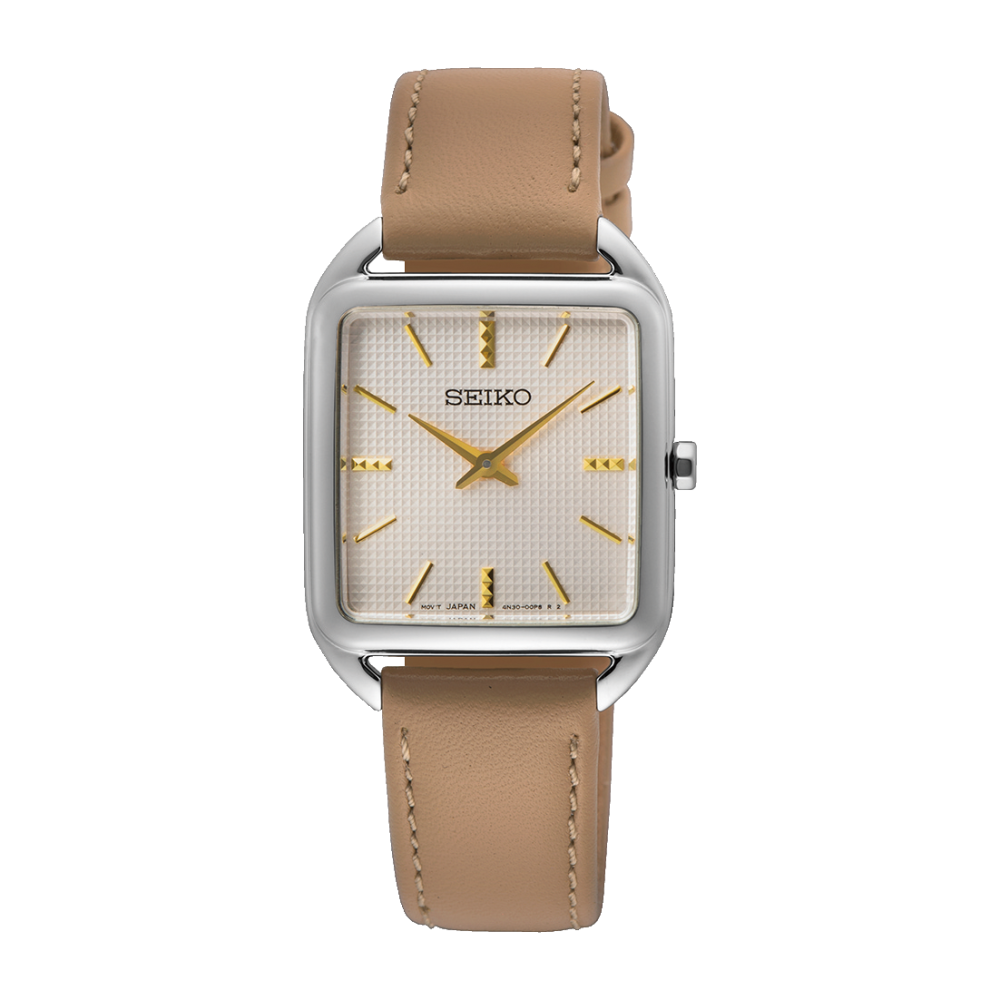 SWR089P1 Reloj Seiko Essentials Mujer Acero Piel Beige