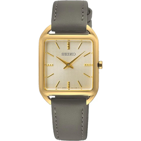 SWR090P1 Reloj Seiko Essentials Mujer Correa Piel Gris