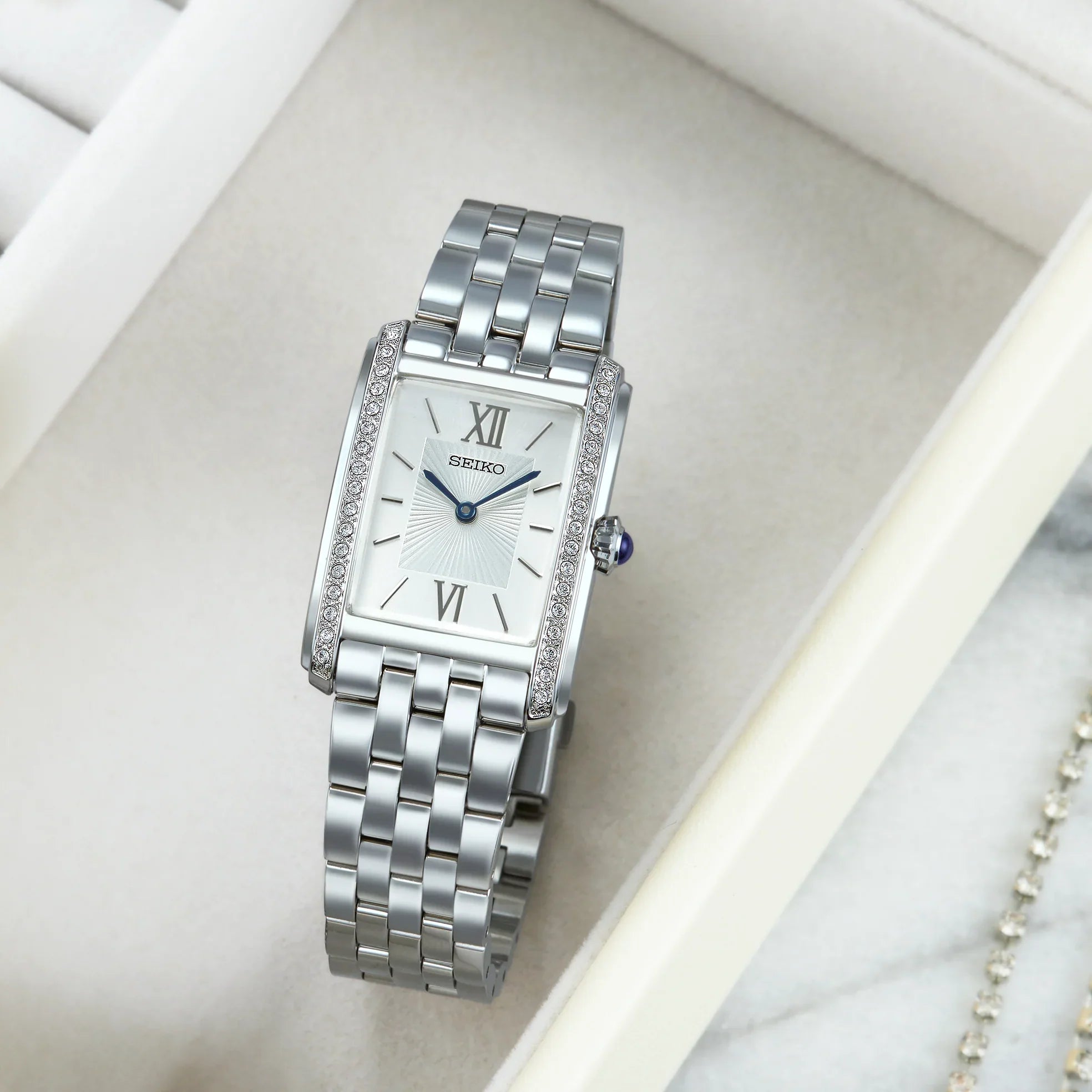 SWR091P1 Reloj Seiko Clásico Rectangular Mujer Acero
