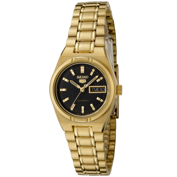 SYM602K1 Reloj Seiko Automatic 5 Mujer Acero Dorado Esfera Negra