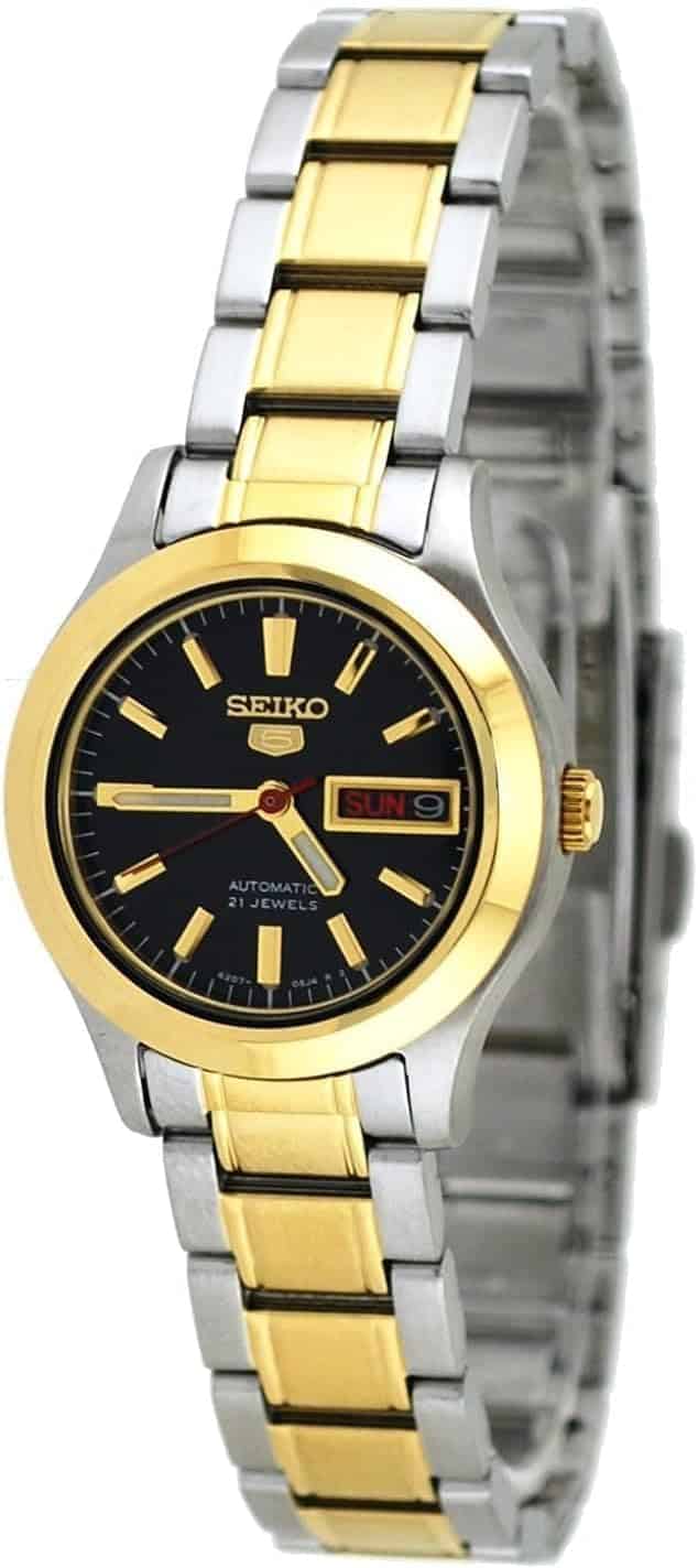 SYMD94K1 Reloj Seiko 5 Mujer Acero Bicolor Esfera Negra