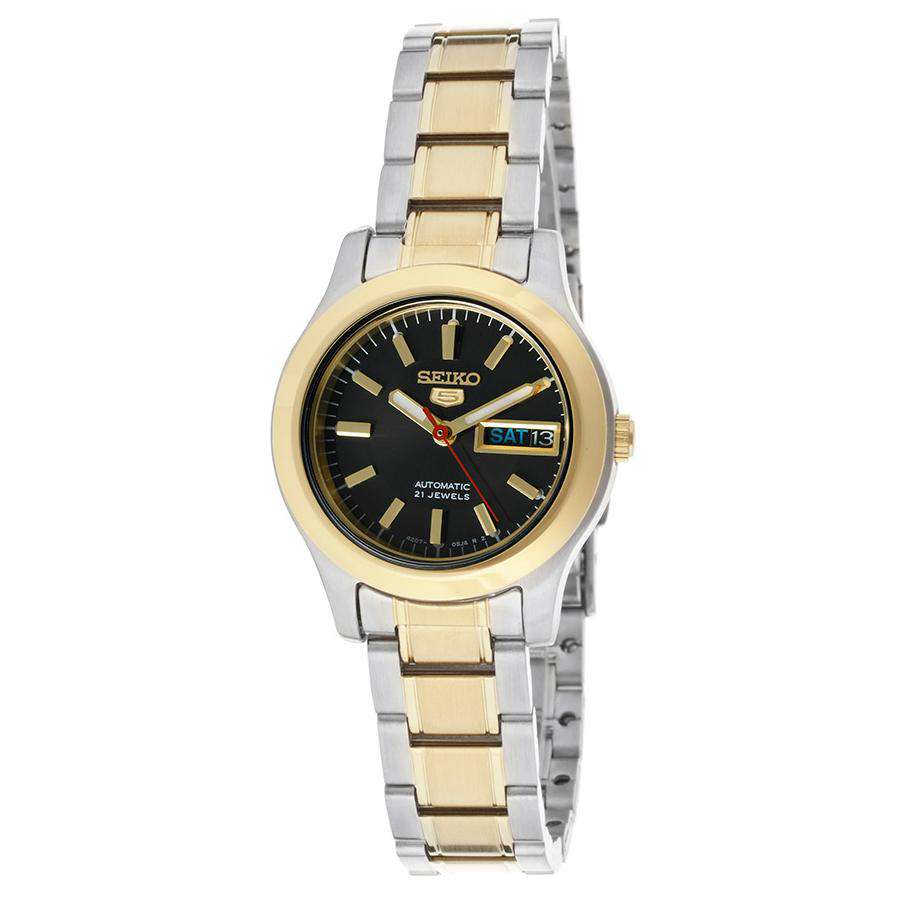 SYMD94K1 Reloj Seiko 5 Mujer Acero Bicolor Esfera Negra