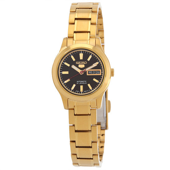 SYMD96K1-5 Reloj Seiko Automatic 5 Mujer Acero Dorado Esfera Negra