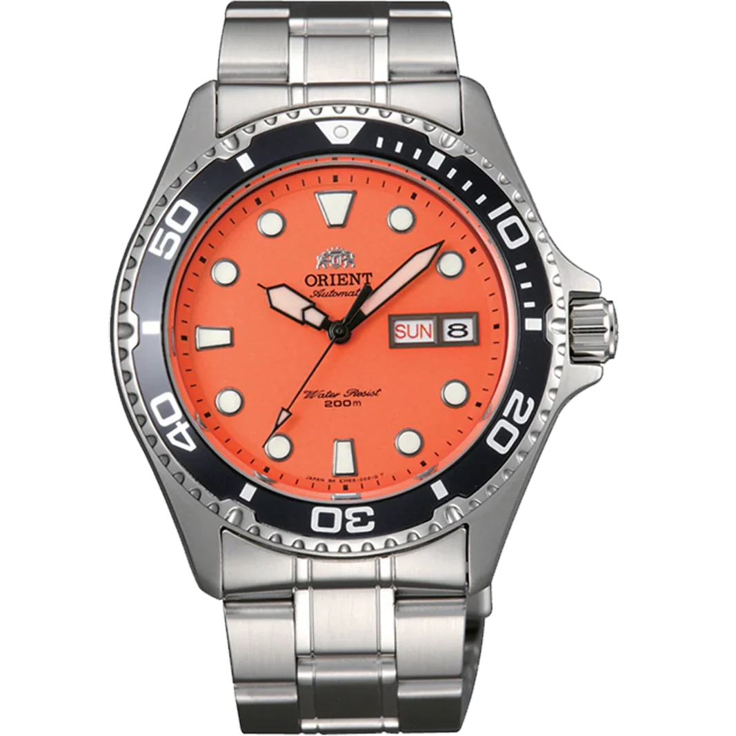 TAA02006M Reloj Orient Sport Hombre Correa de Acero Naranja