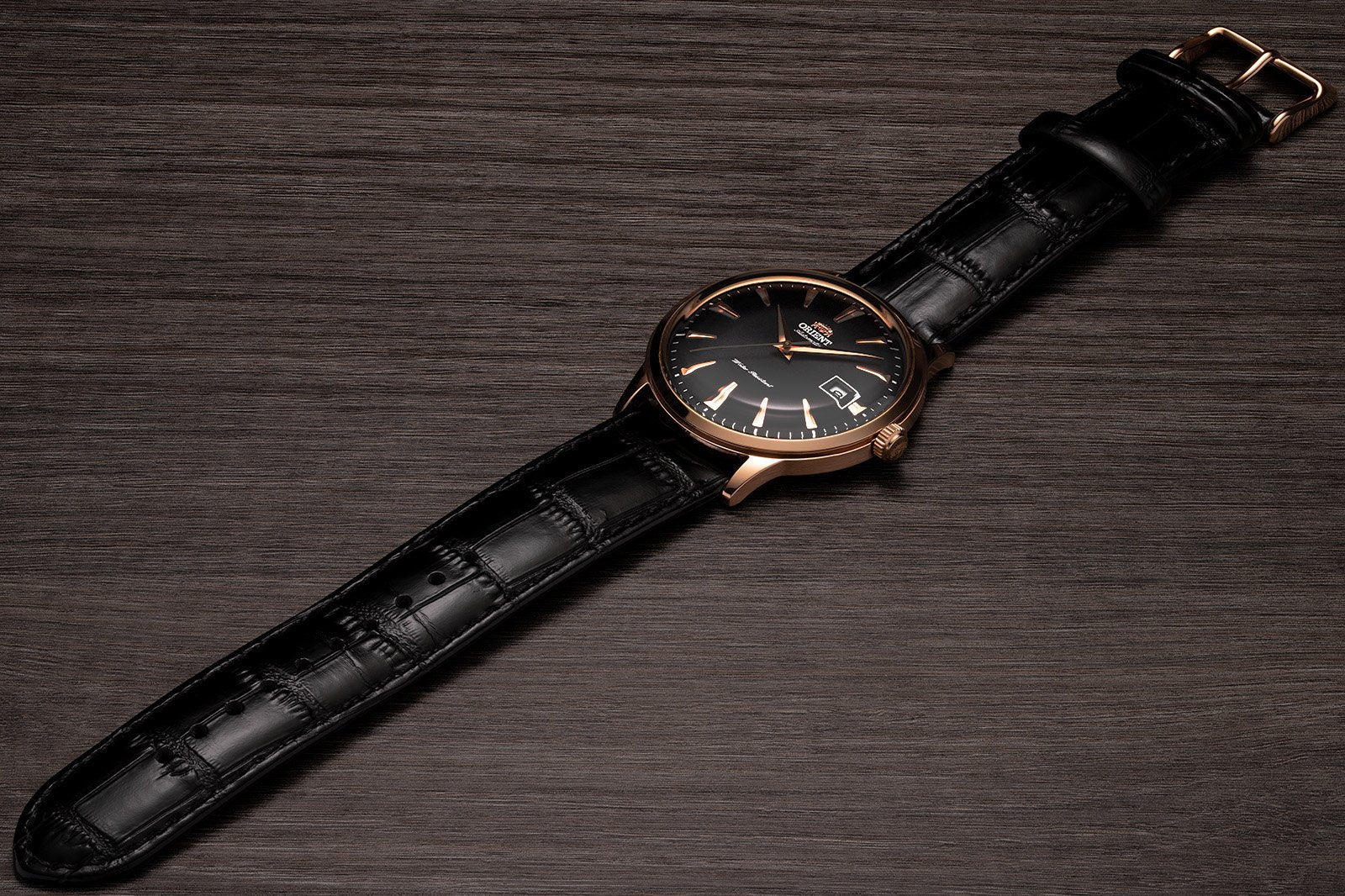 TAC00001B Reloj Orient Bambino Hombre Oro Rosa Piel Negra