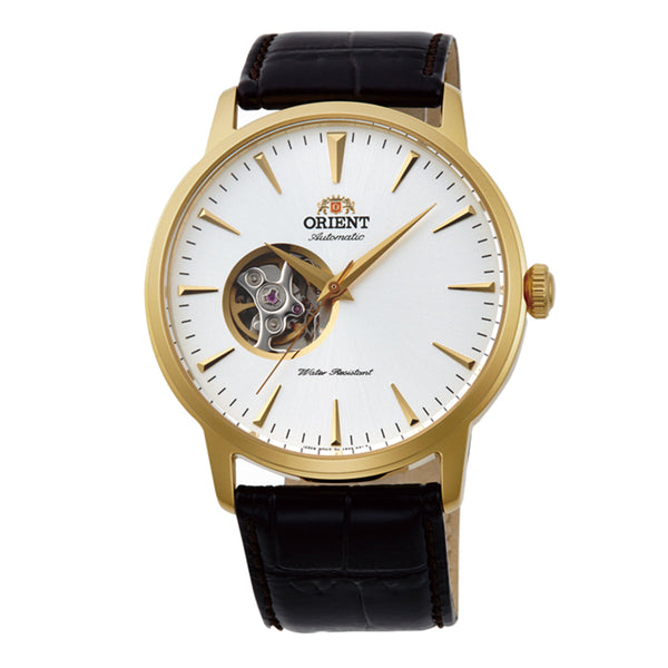 TAG02003W Reloj Orient Open Heart Hombre Correa Cuero Negro