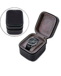 TC-011 Caja para reloj Tancy un espacio de cuero acolchado - Negro - Cuero Negro