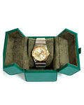 TC-012 Caja de reloj Tancy para viaje de cuero - Verde - Acero Inoxidable Bicolor