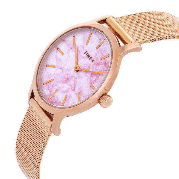 TW2T81000 Reloj Timex Q Timex Mujer Malla Acero Dorado Esfera Rosa
