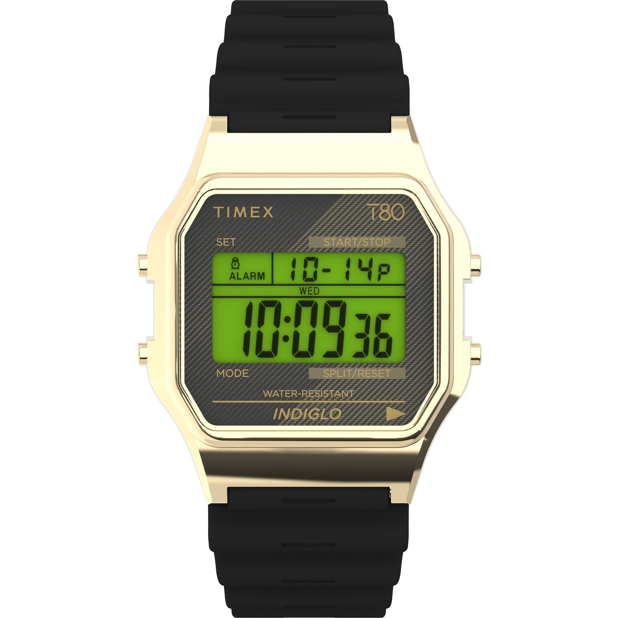 TW2V41000 Reloj Timex T80 Unisex Caja Dorada Correa Resina
